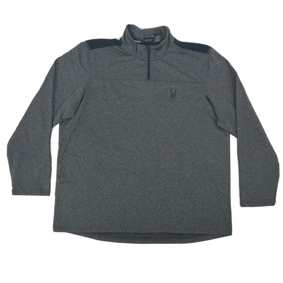 Spyder Active Shirt Mens L Gray 1/4 Zip Pullover Activewear ProWeb Base Layer - Picture 1 of 12